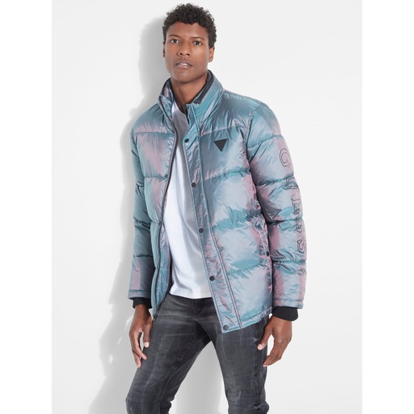 New Guess Mens Oliver Iridescent Puffer 